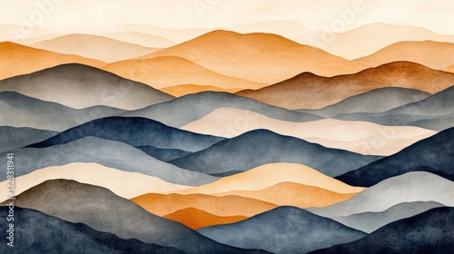 Wallpaper Mural Serene abstract landscape of layered mountains in warm tones, evoking tranquility and depth Torontodigital.ca