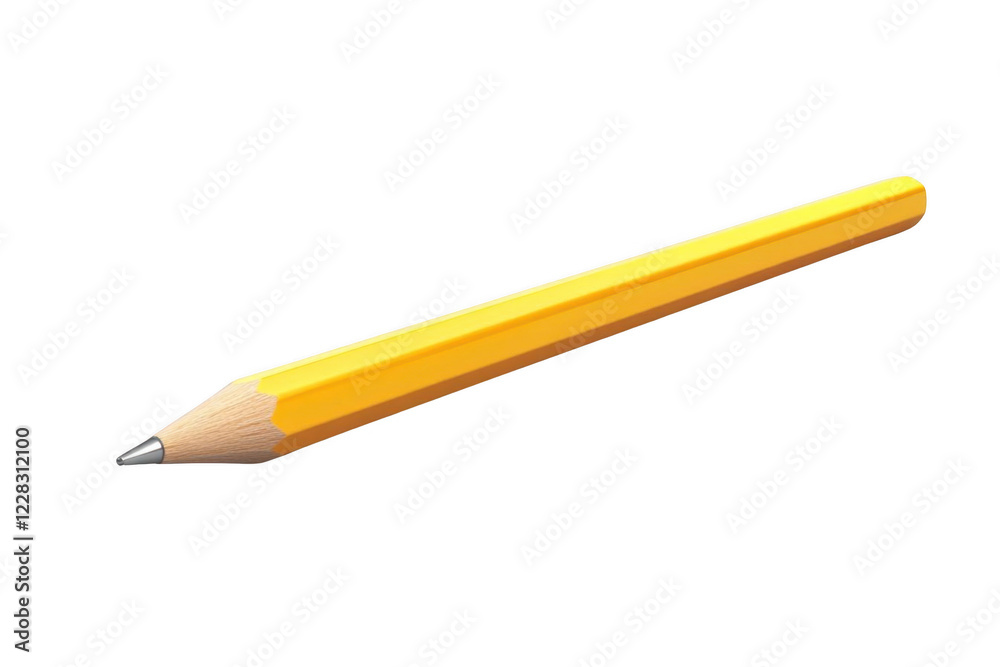 Yellow Pencil Creates Lines with Graphite Tip, Writing Tools and School Supplies Concept Yellow Pencil Creates Lines with Graphite Tip, Writing Tools and School Supplies Concept