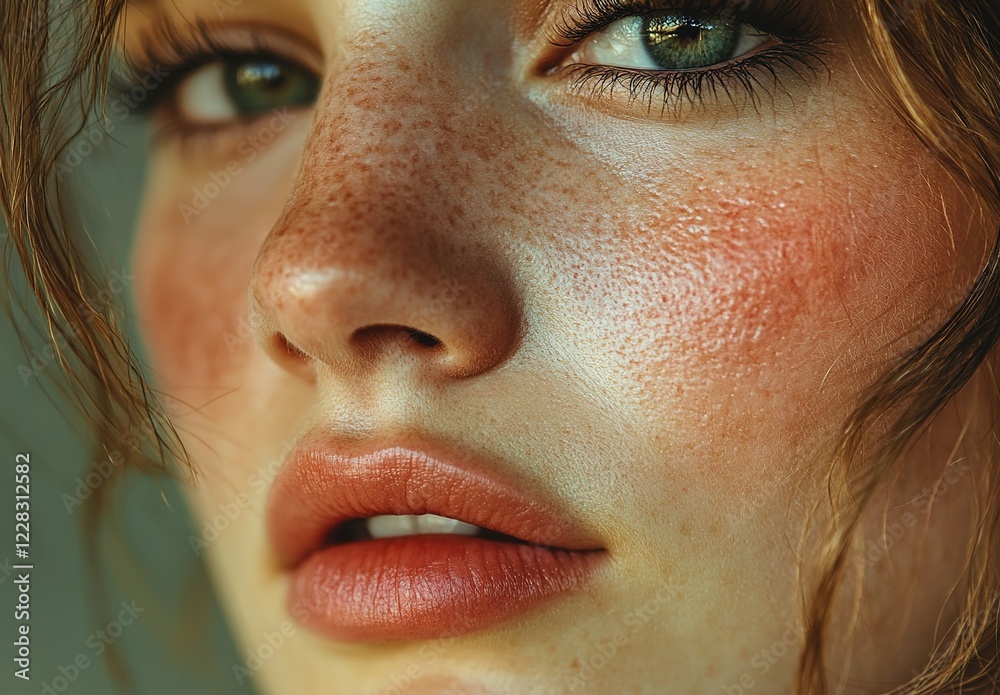 custom made wallpaper toronto digitalA close-up of the face and neck area, highlighting redness on one cheek in an unattractive woman with dry skin.