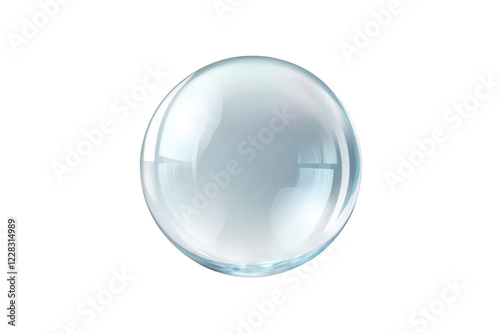 Clear Water Droplet Forms Perfect Sphere with Smooth Surface and Reflective Light. Purity, Transparency.