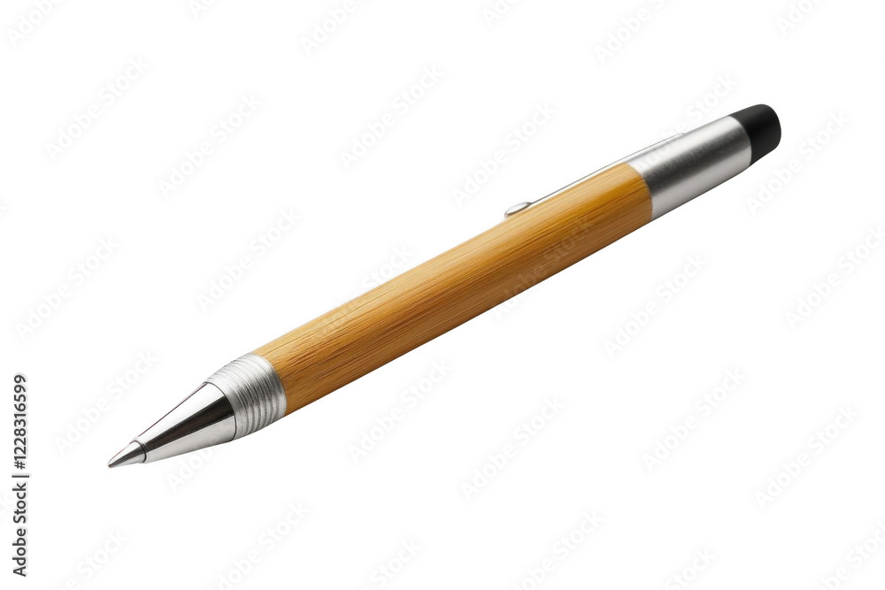 Bamboo Pen Lies on a Black Background, Office Supplies Concept Bamboo Pen Lies on a Black Background, Office Supplies Concept