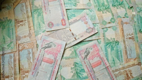 Tableau sur toile Colorful banknotes from the united arab emirates showcasing various denomination