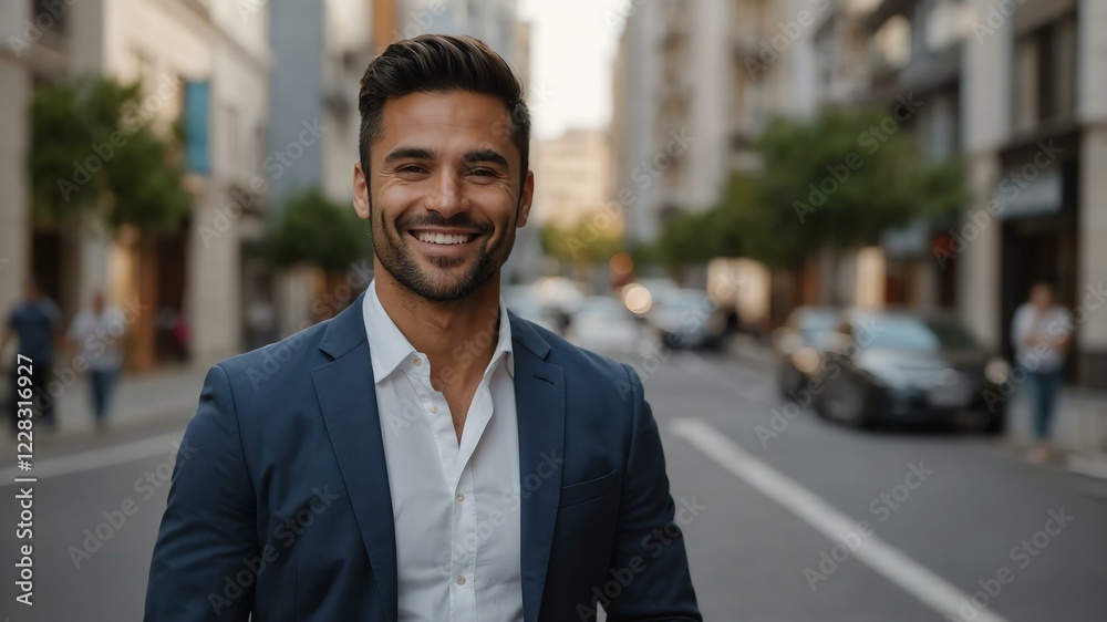 male real estate agent on busy urban street background male real estate agent on busy urban street background