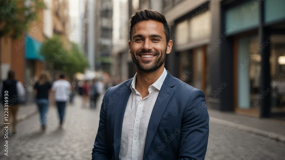 male real estate agent on busy urban street background male real estate agent on busy urban street background