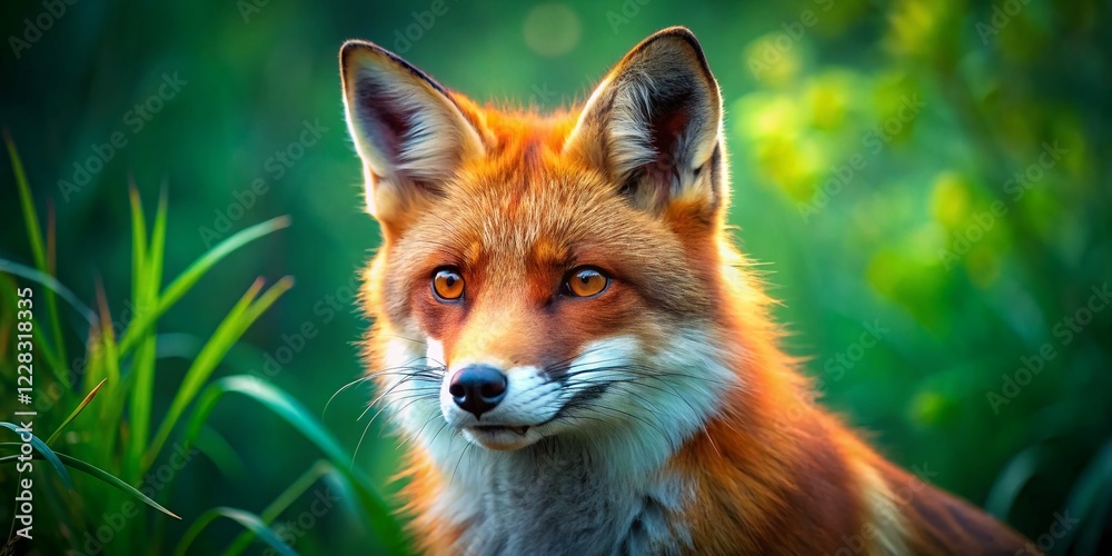 Fototapeta premium Red Fox at the Zoo: Stunning Wildlife Portrait, Generative AI Art