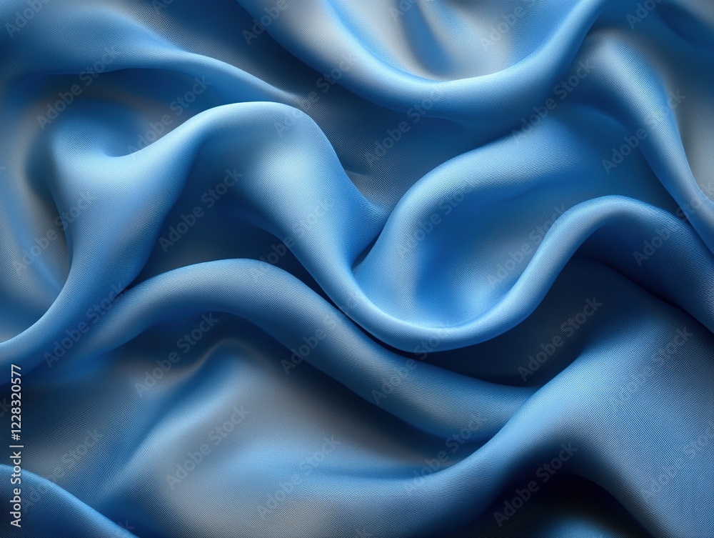 Fototapeta premium Blue fabric folds, waves background, suitable for presentation, textile design or ads