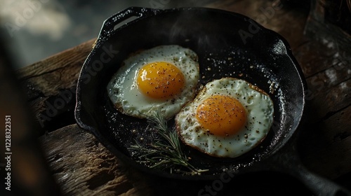fried eggs in a saucepan
