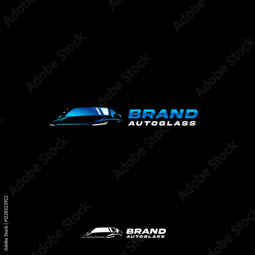 Modern Auto glass logo in blue, designed with a masculine touch.