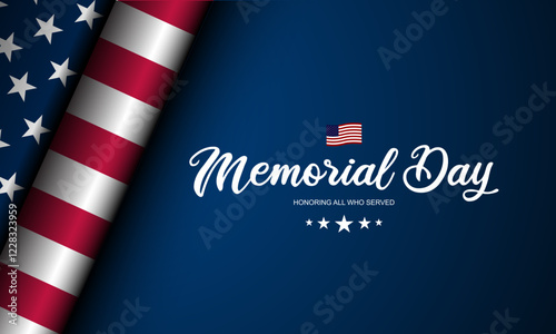 Memorial day background design with Honoring all who served text 