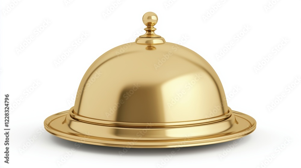 Serving exquisite cuisine under a golden cloche gourmet restaurant food presentation elegant dining top view culinary art Serving exquisite cuisine under a golden cloche gourmet restaurant food presentation elegant dining top view culinary art