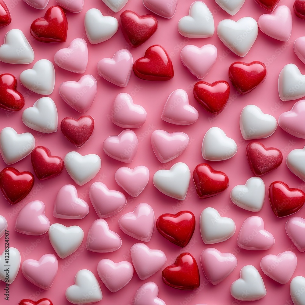 Border of pink and red hearts on soft pink background. Great for cards, advertisements, and social media posts. Border of pink and red hearts on soft pink background. Great for cards, advertisements, and social media posts.