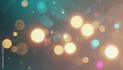 Surreal bokeh lights in gold, teal, and fuchsia, soft dreamy atmosphere, out-of-focus texture
