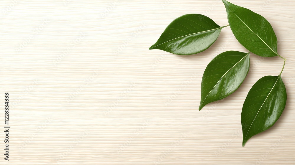 Natural green leaves arrangement on light wooden background nature still life calm environment top view eco-friendly concept Natural green leaves arrangement on light wooden background nature still life calm environment top view eco-friendly concept