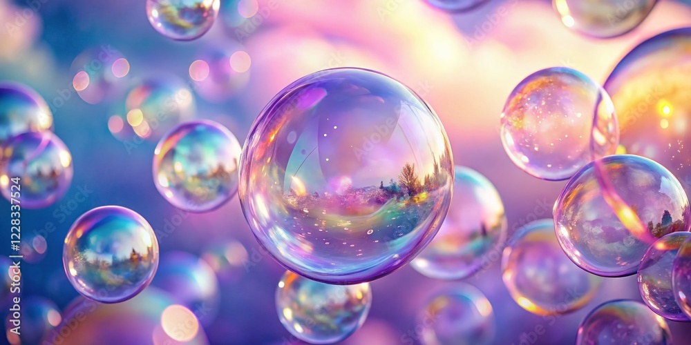 Serene Lavender Bubbles: Graceful Floating Bubbles in a Calming Purple Background Serene Lavender Bubbles: Graceful Floating Bubbles in a Calming Purple Background