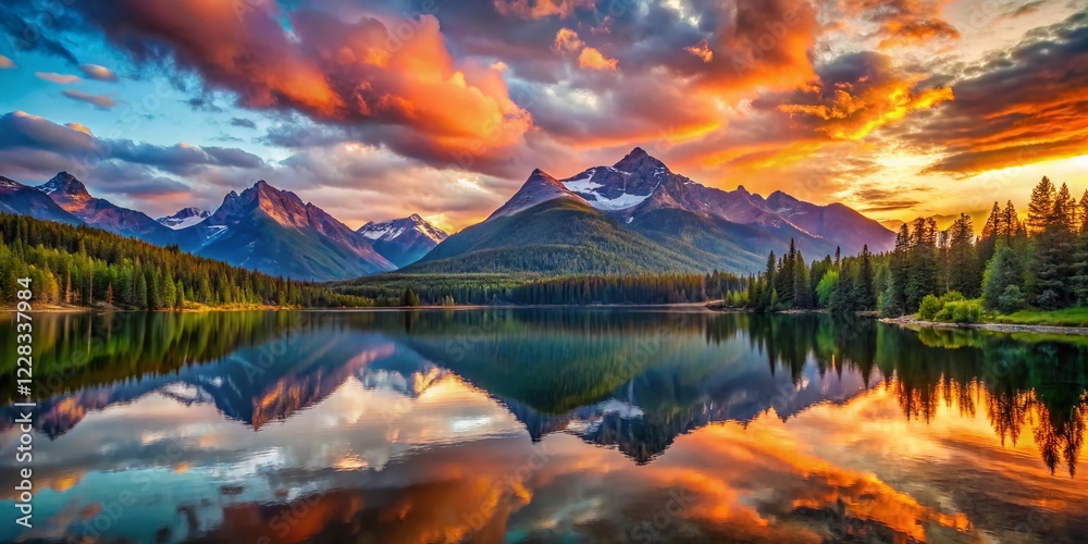 Obraz premium Serene Mountain Landscape Canvas Print: Personalized Home Wall Art Decor