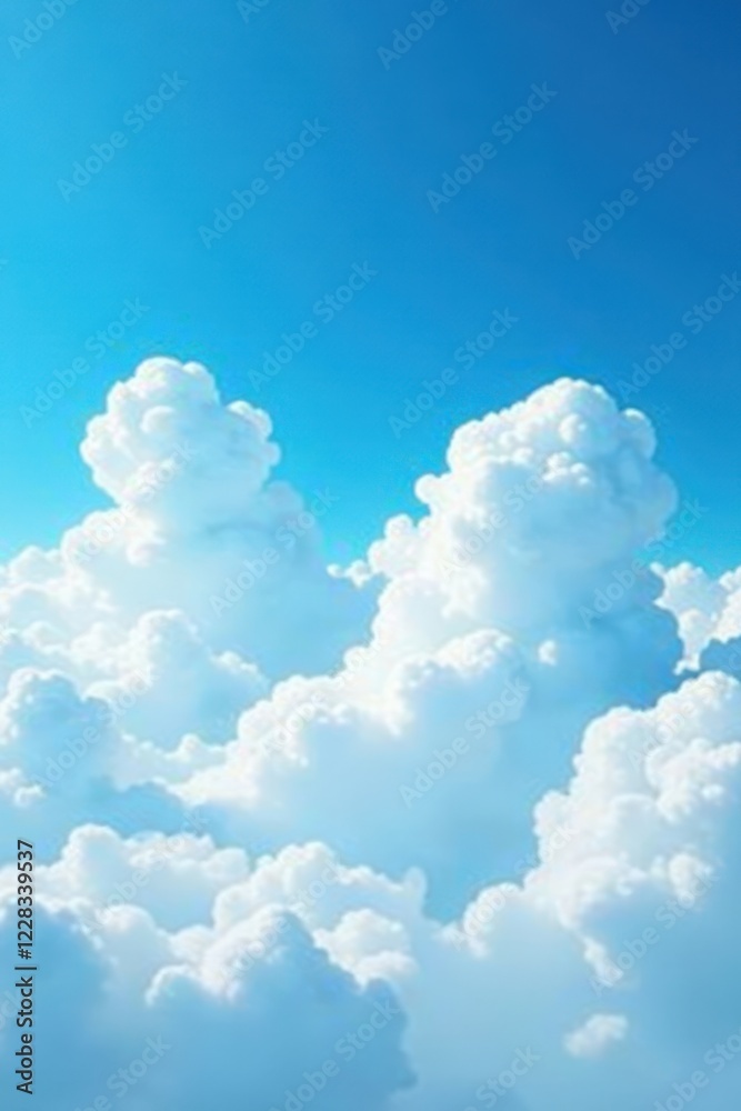 Vast, cerulean sky, fluffy white clouds drift lazily , light, horizon Vast, cerulean sky, fluffy white clouds drift lazily , light, horizon