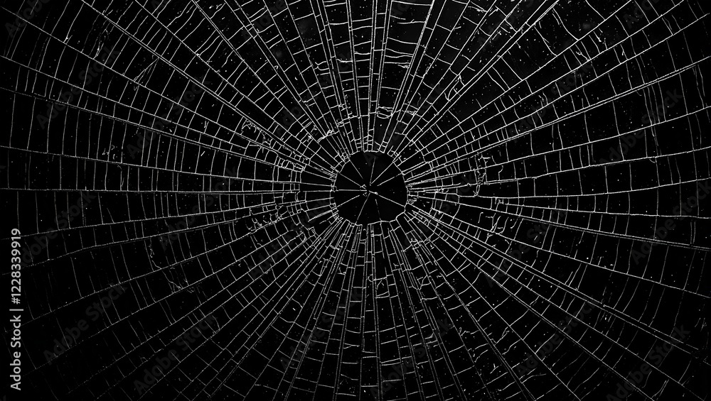 Fototapeta premium Abstract background of cracked glass with intricate web of fine lines