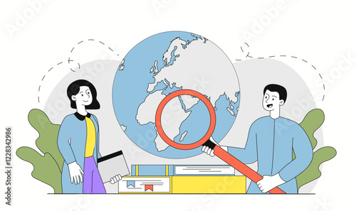Global research concept. Vector illustration