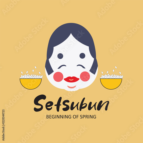 Setsubun poster japanese bean throwing festival. Setsubun Festival vector.
