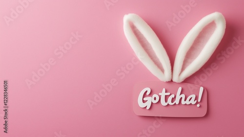 Easter humor with bunny ears on magenta background for playful holidays