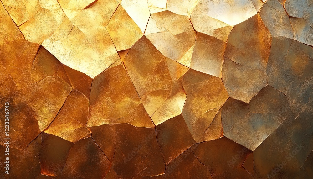 Golden polygon tiles create an abstract surface for use as a design element Golden polygon tiles create an abstract surface for use as a design element