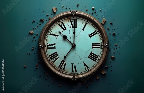 Wallpaper Mural Vintage broken clock on dark background. Time destruction concept. Old-fashioned timer damaged by time. Retro design. No people. Creative illustration for history concept countdown theme. Image Torontodigital.ca