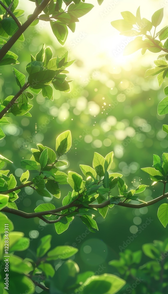 Sunlight streams gently through vibrant green leaves, illuminating the natural beauty of the forest. The scene captures the freshness of nature and the tranquility it brings to viewers. Sunlight streams gently through vibrant green leaves, illuminating the natural beauty of the forest. The scene captures the freshness of nature and the tranquility it brings to viewers.
