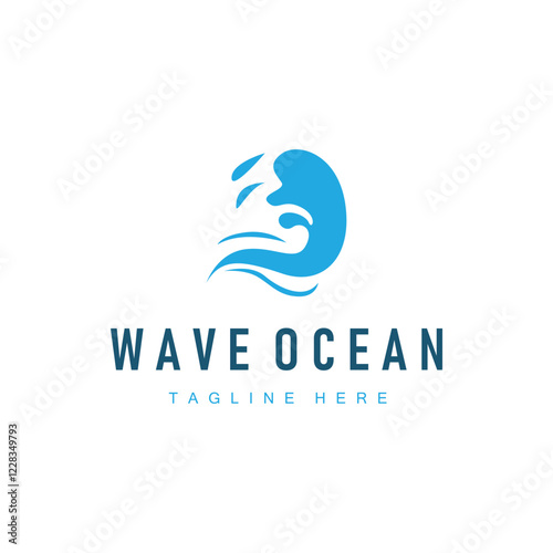 Wallpaper Mural simple design of ocean wave logo with ocean blue color concept illustration symbol icon Torontodigital.ca