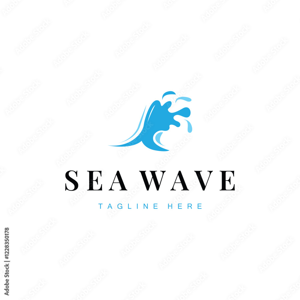 Fototapeta premium simple design of ocean wave logo with ocean blue color concept illustration symbol icon