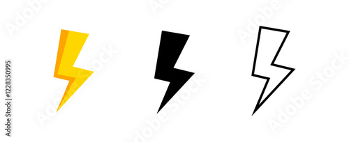 Lightning icon set, Lightning sign vector set