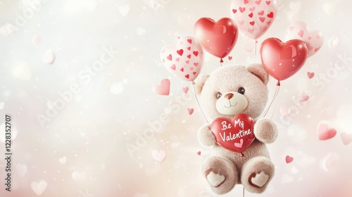 Valentine’s Day greeting card design with cute bear and text.