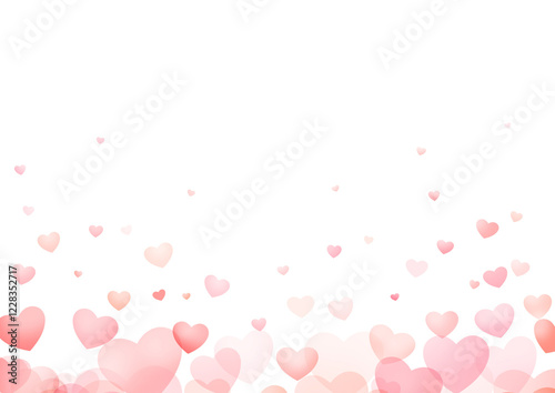 Abstract seamless pattern with pink hearts on white background. Universal print.