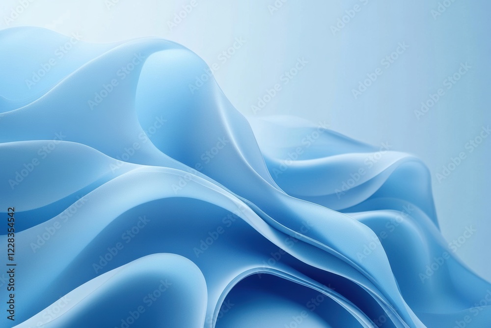 Obraz premium Modern Abstract Blue Artwork with Flowing Lines, Smooth Gradient Waves, and Minimalist Design for Creative Backdrops and Contemporary Inspirations