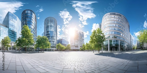 Seamless 360-degree spherical panorama HDRI equirectangular projection of a daytime Big City Future Sky, ideal for providing lighting and reflection in 3D scene rendering