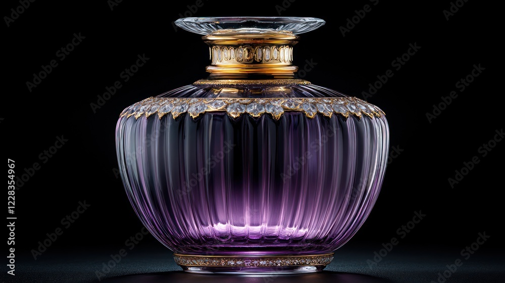Purple perfume bottle, studio shot, dark background, luxury ad Purple perfume bottle, studio shot, dark background, luxury ad