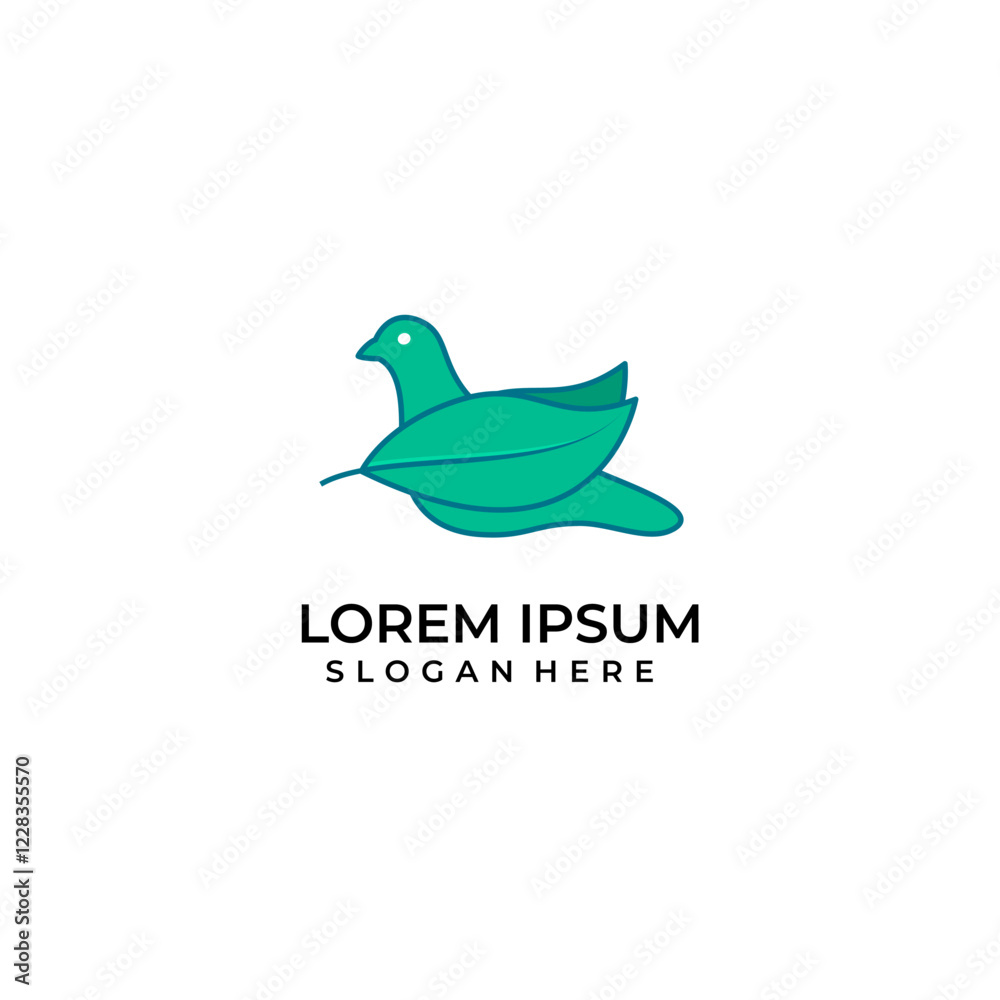Bird logo with a combination of leaf symbols Bird logo with a combination of leaf symbols