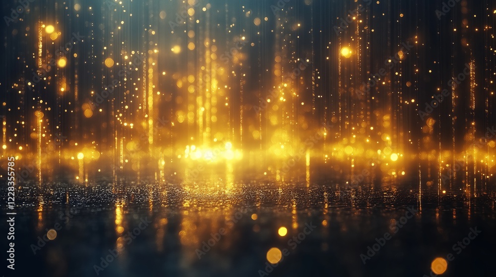Colorful abstract light display over a reflective surface at night Colorful abstract light display over a reflective surface at night