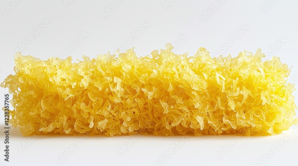 Dried yellow fungus, studio shot, white background, food ingredient Dried yellow fungus, studio shot, white background, food ingredient