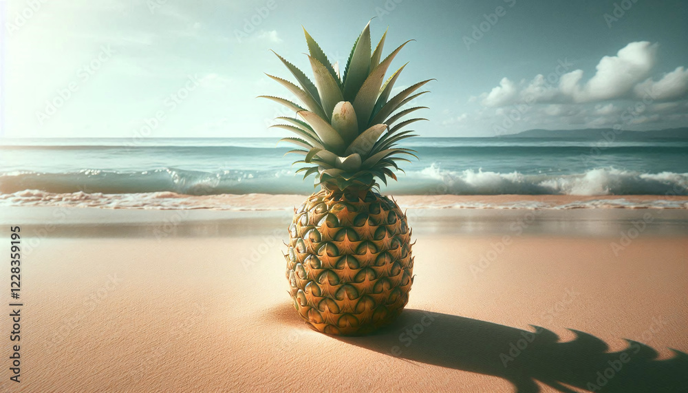 Fresh Pineapple Symbolizing Summer and Vacation
