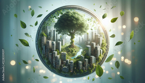Obraz na płótnie Eco-Friendly Urban Planning and Green Architecture w salonie