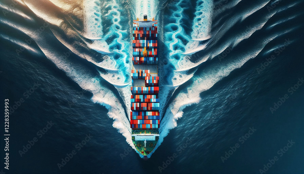 Cargo Ship Transporting Goods Across the Ocean