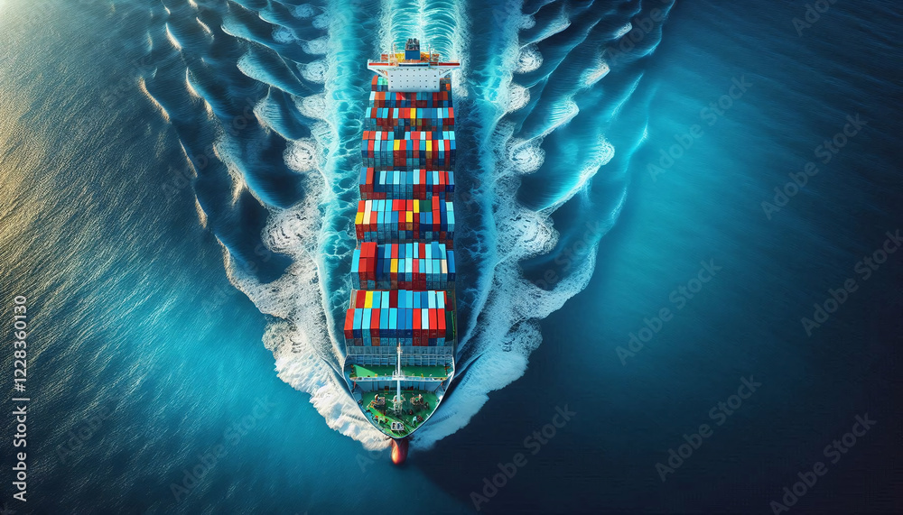 Cargo Ship Transporting Goods Across the Ocean