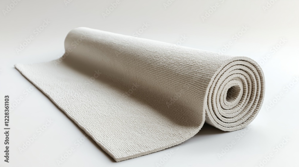 Fototapeta premium Soft yoga mat rolled out on a clean surface in a bright space