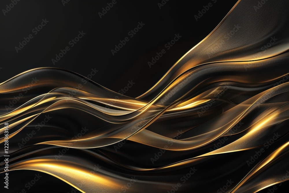 Luxurious Gold and Black Silk Fabric with Elegant Satin Folds, Shimmering Metallic Texture, and Premium Design for Glamorous Backdrops Luxurious Gold and Black Silk Fabric with Elegant Satin Folds, Shimmering Metallic Texture, and Premium Design for Glamorous Backdrops