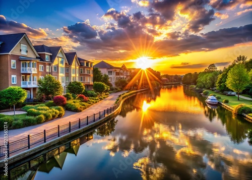 Sunrise Over Catawba Riverwalk: Peaceful Community Scene photo