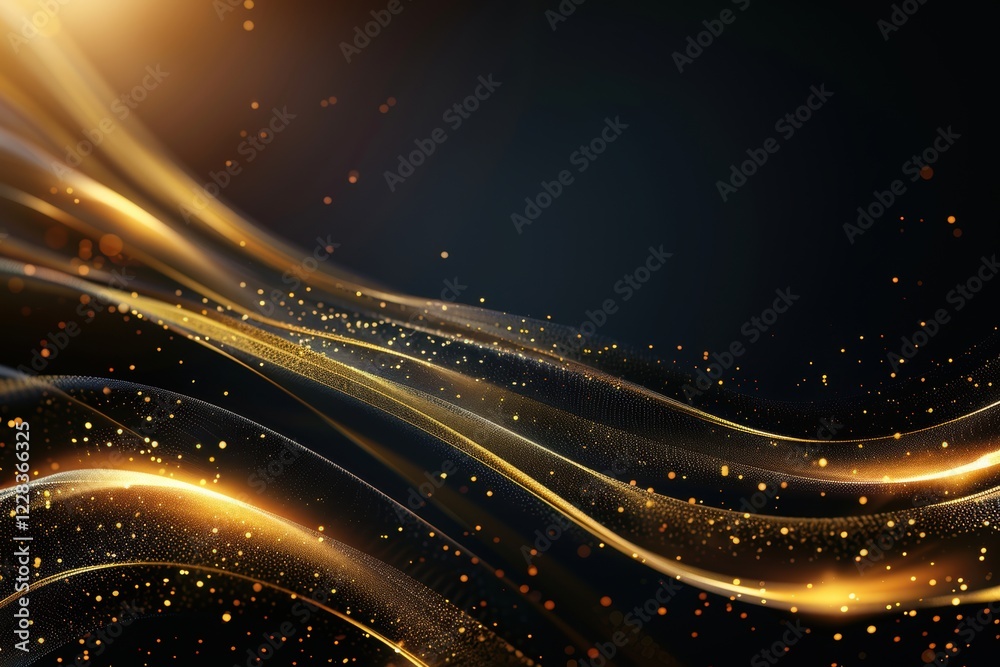 Fototapeta premium Luxurious Gold and Black Silk Fabric with Elegant Satin Folds, Shimmering Metallic Texture, and Premium Design for Glamorous Backdrops