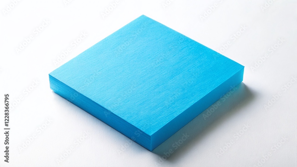 Surreal Blue Square Sticky Note Isolated on White Background - Abstract Minimalist Photography