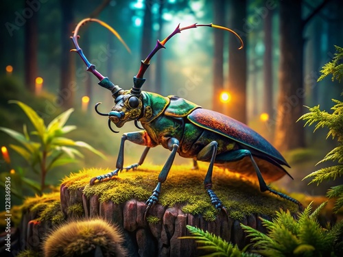 Surreal Longhorn Beetle: Spondylis buprestoides in a Dreamlike Forest photo