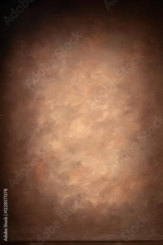 Earthy dark brown toned vignette background with beige and tan  like a hand painted backdrop for composite overlay card or other layer replacement
