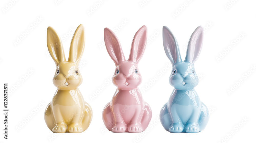 Fototapeta premium Easter bunny figurines in pastel colors